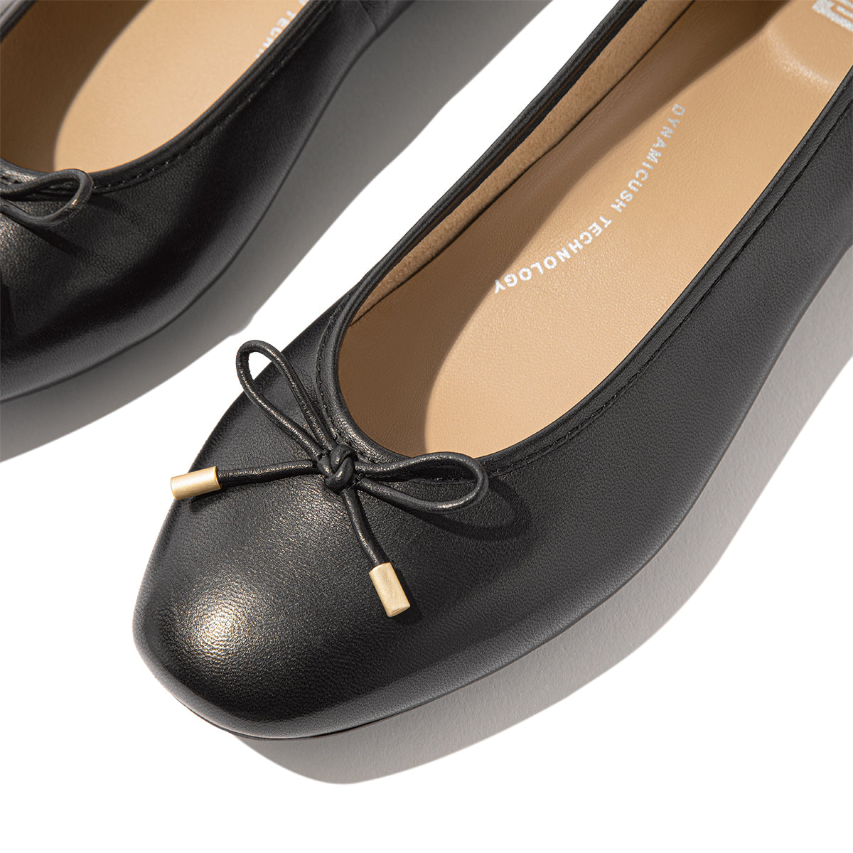 FitFlop Delicato Bow Women's Leather Flats – Black