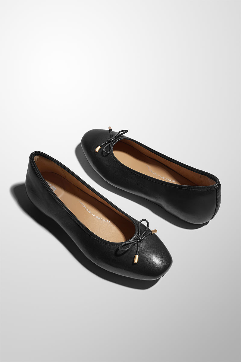 FitFlop Delicato Bow Women's Leather Flats – Black