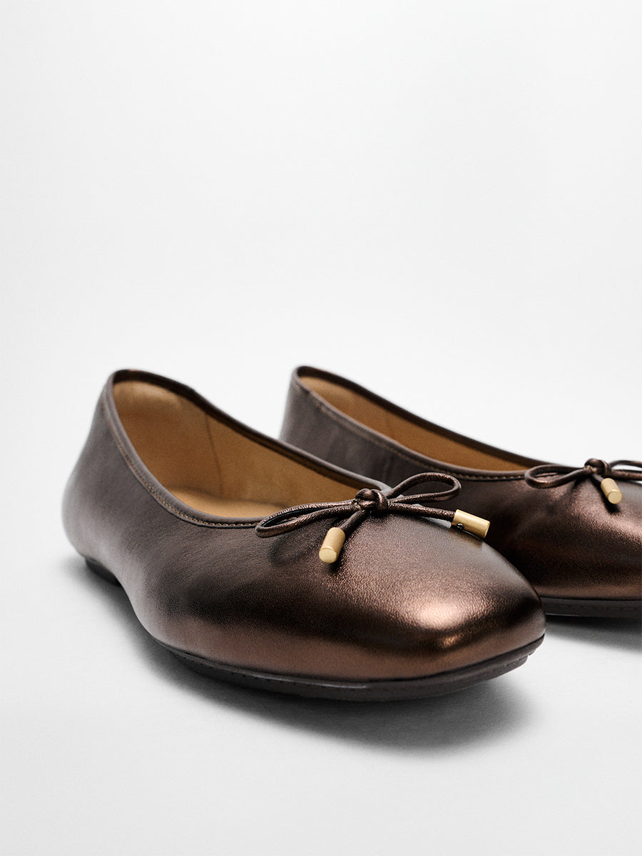FitFlop Delicato Bow Women's Leather Flats – Summer Bronze