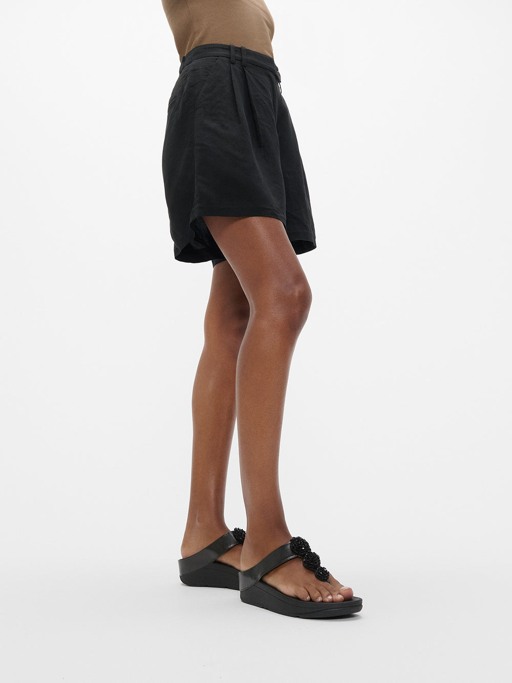 FitFlop Fino Women's Leather Toe Thong Sandals – Black