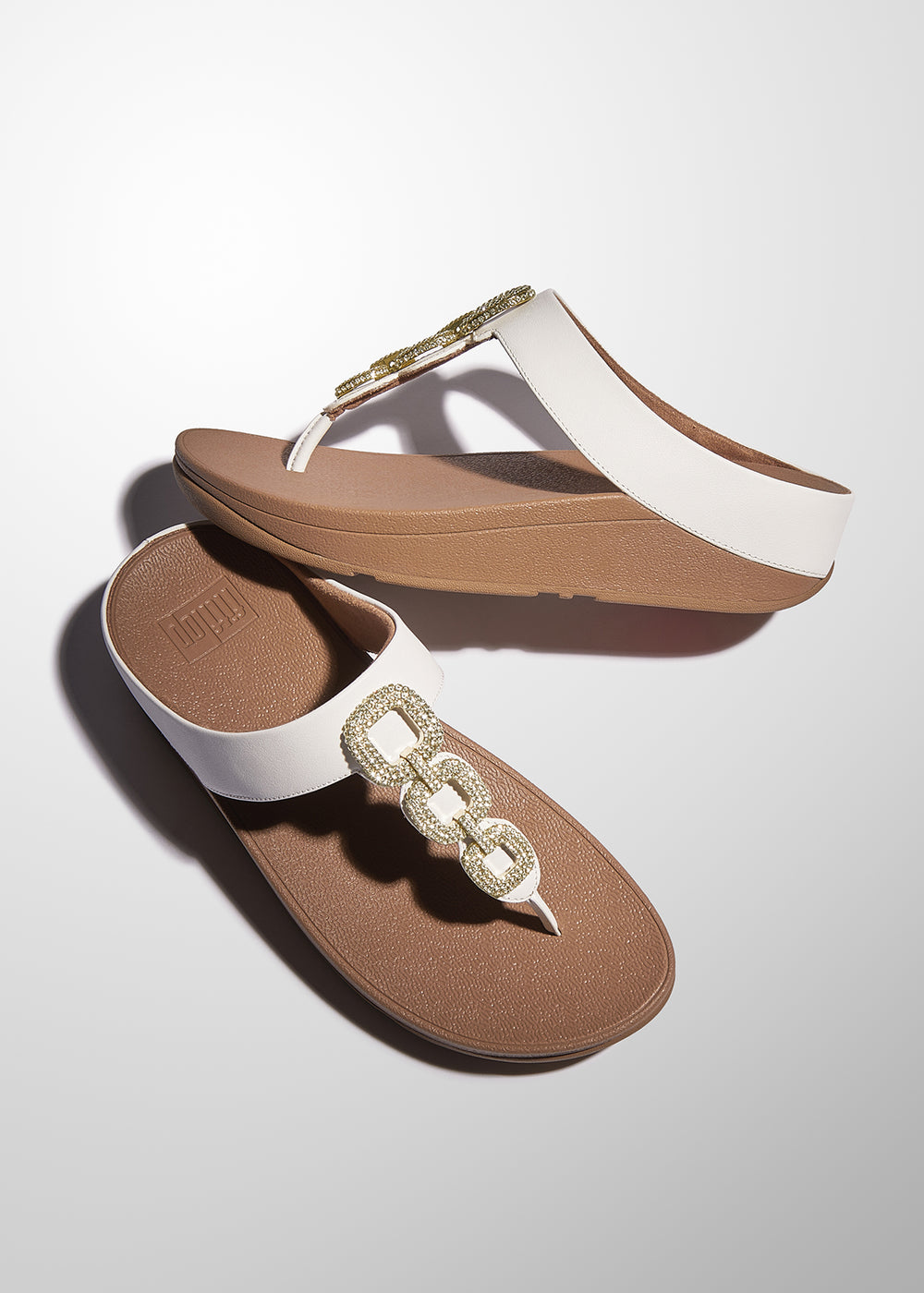 FitFlop Fino Women's Leather Toe Thong Sandals – Urban White