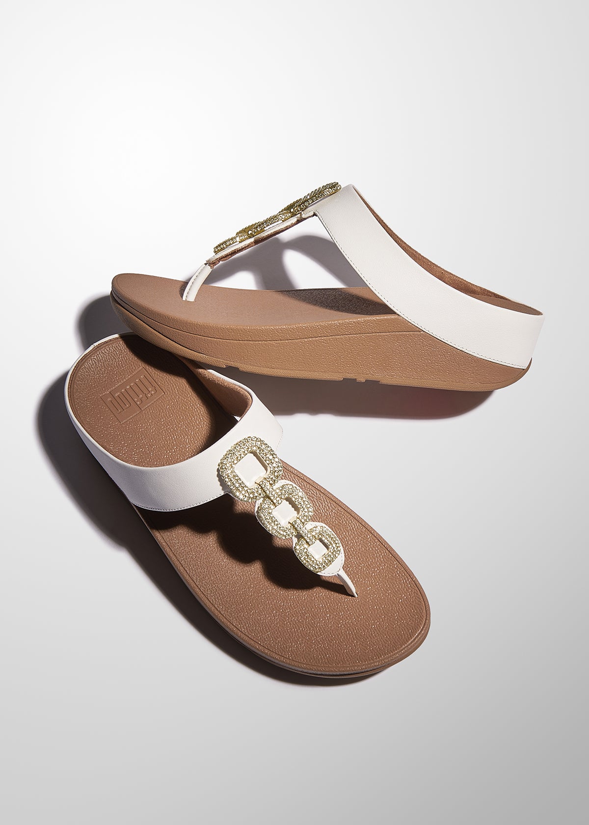 FitFlop Fino Women's Leather Toe Thong Sandals – Urban White