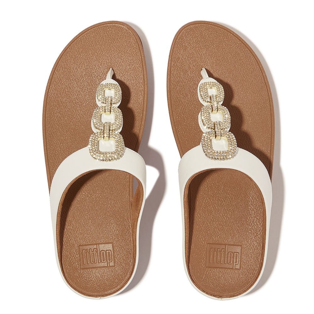FitFlop Fino Women's Leather Toe Thong Sandals – Urban White