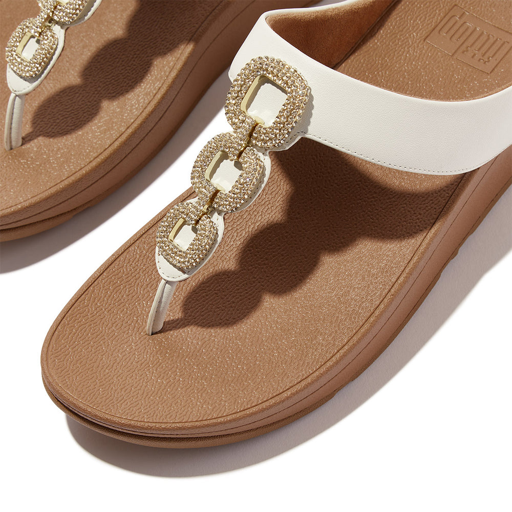FitFlop Fino Women's Leather Toe Thong Sandals – Urban White
