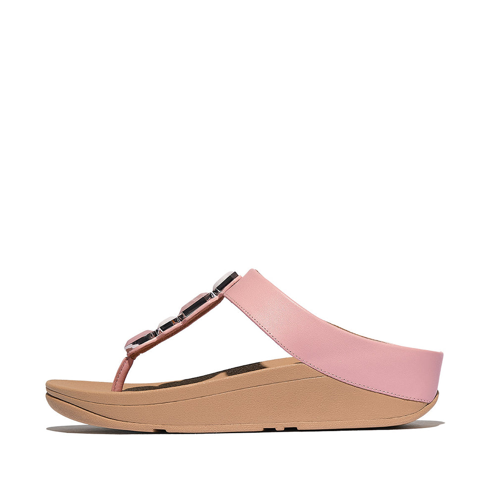 FitFlop Fino Women's Leather Toe Thong Sandals – Soft Blush
