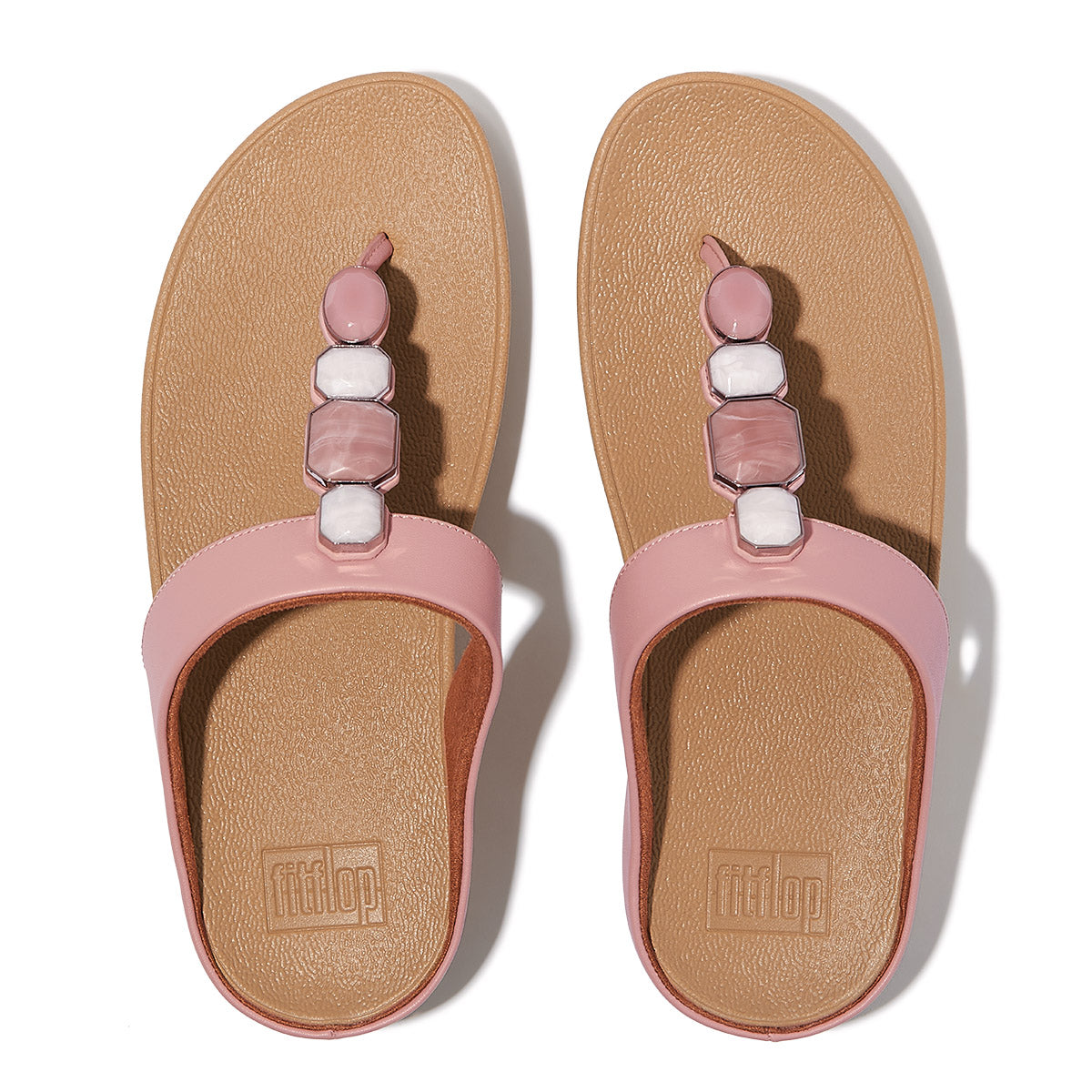FitFlop Fino Women's Leather Toe Thong Sandals – Soft Blush