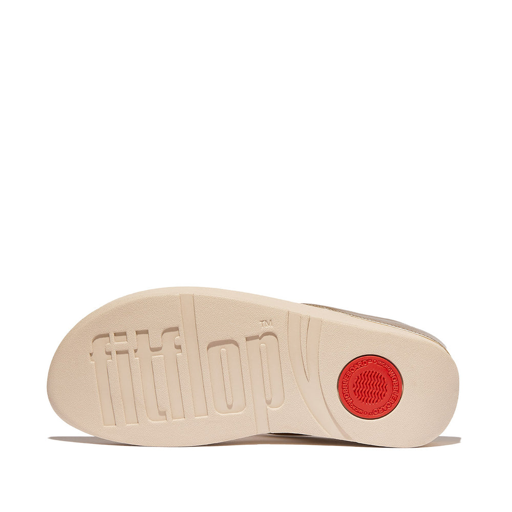 FitFlop Fino Women's Leather Toe Thong Sandals – Platino