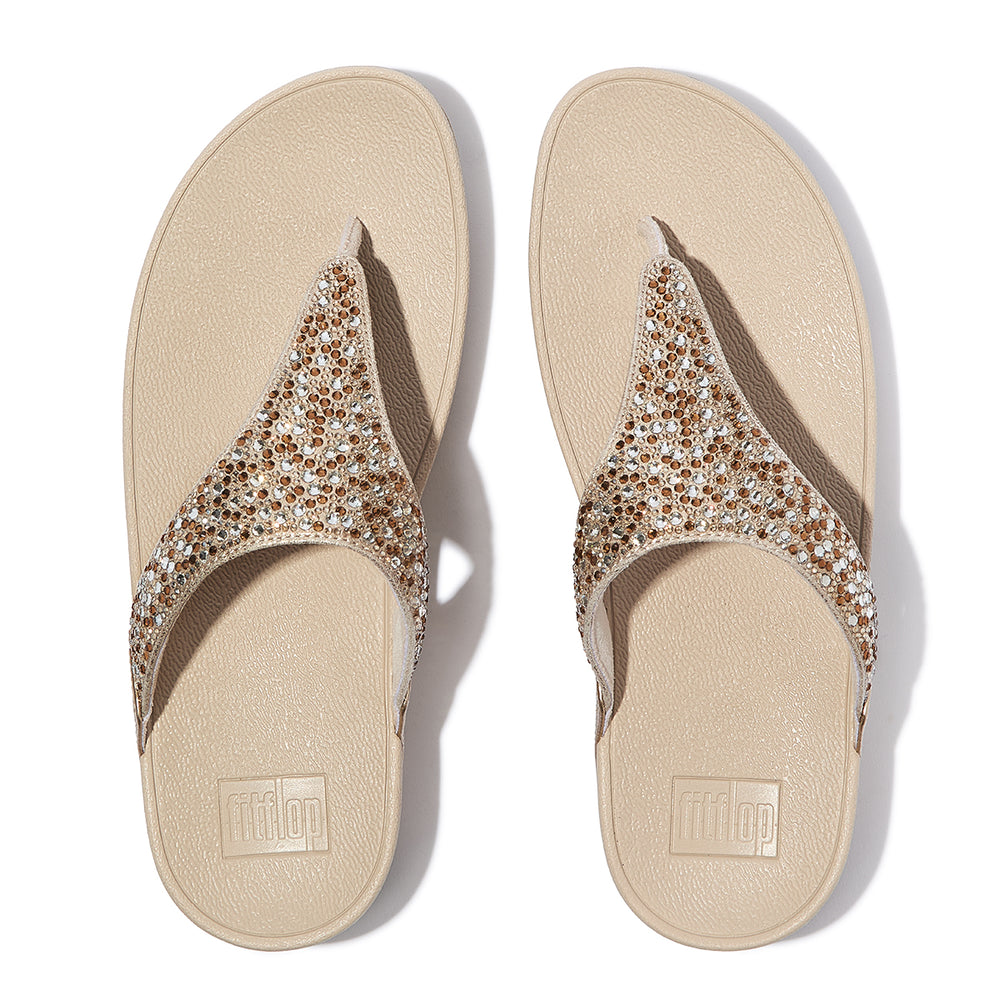FitFlop Lulu Women's Glitter Toe-Post Sandals – Platino