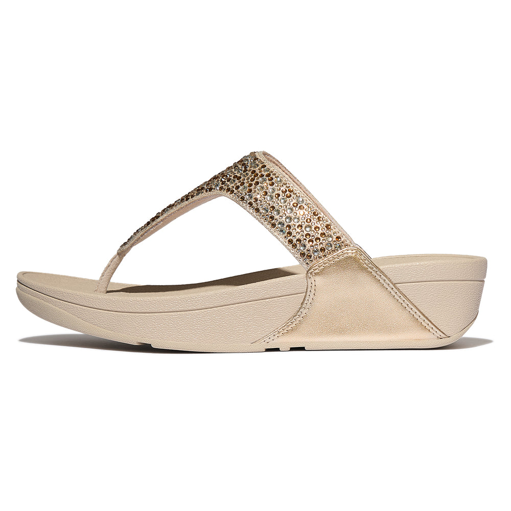 FitFlop Lulu Women's Glitter Toe-Post Sandals – Platino
