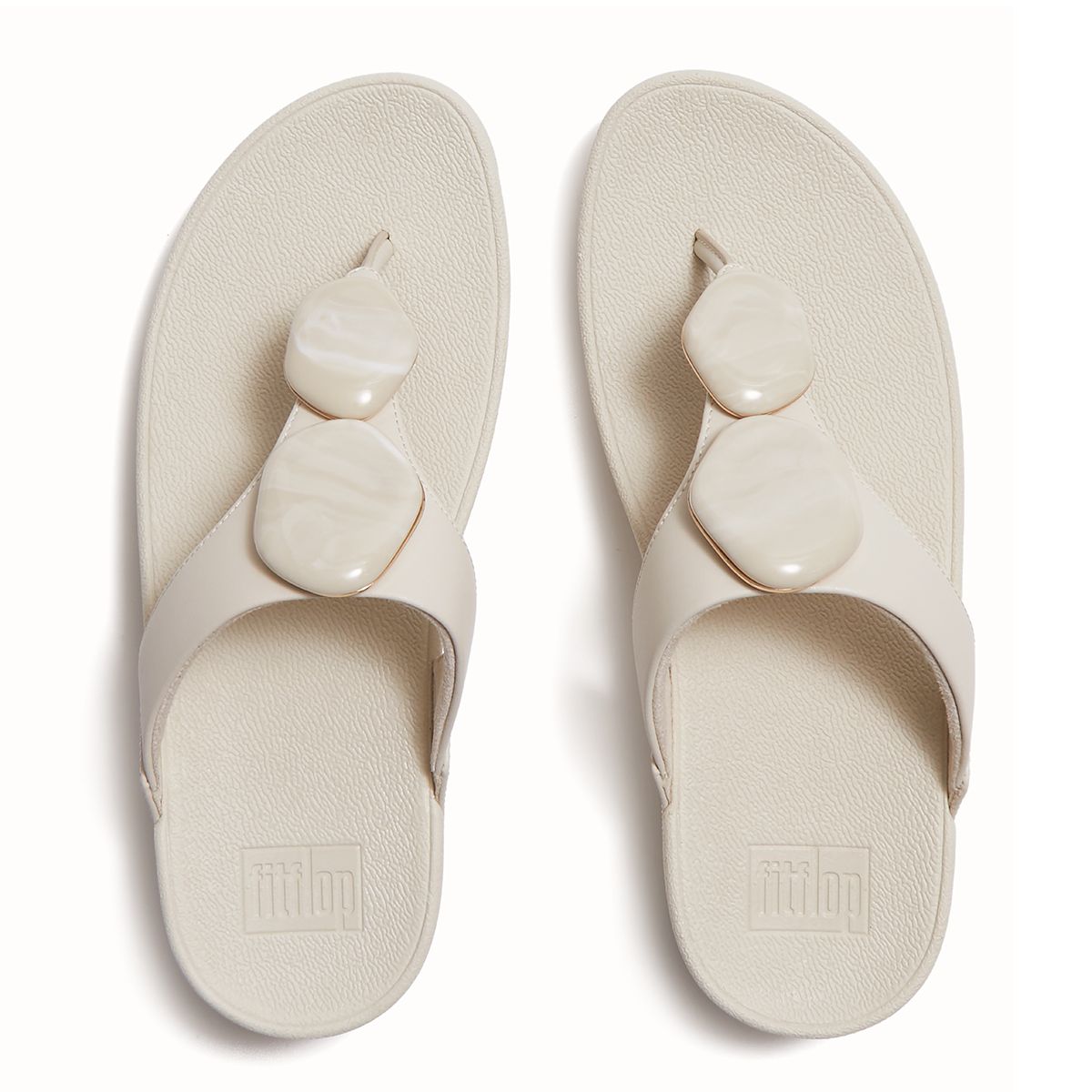 FitFlop Lulu Women's Marbled-Stone Toe-Post Sandals – Paris Beige