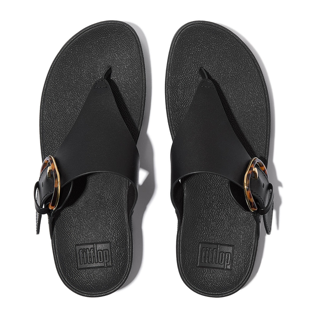 FitFlop Lulu Women's Adjustable Buckle Toe-Post Sandals – Black