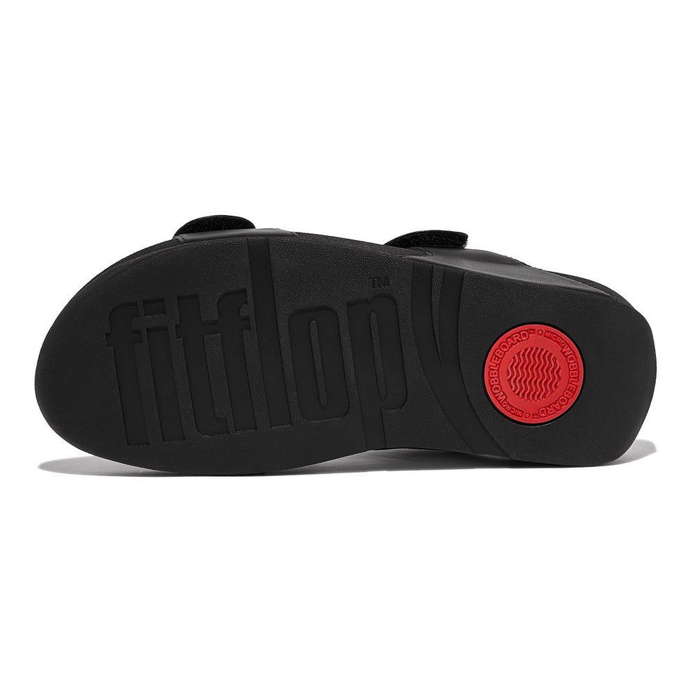 FitFlop Lulu Adjustable Leather Sandals – Black