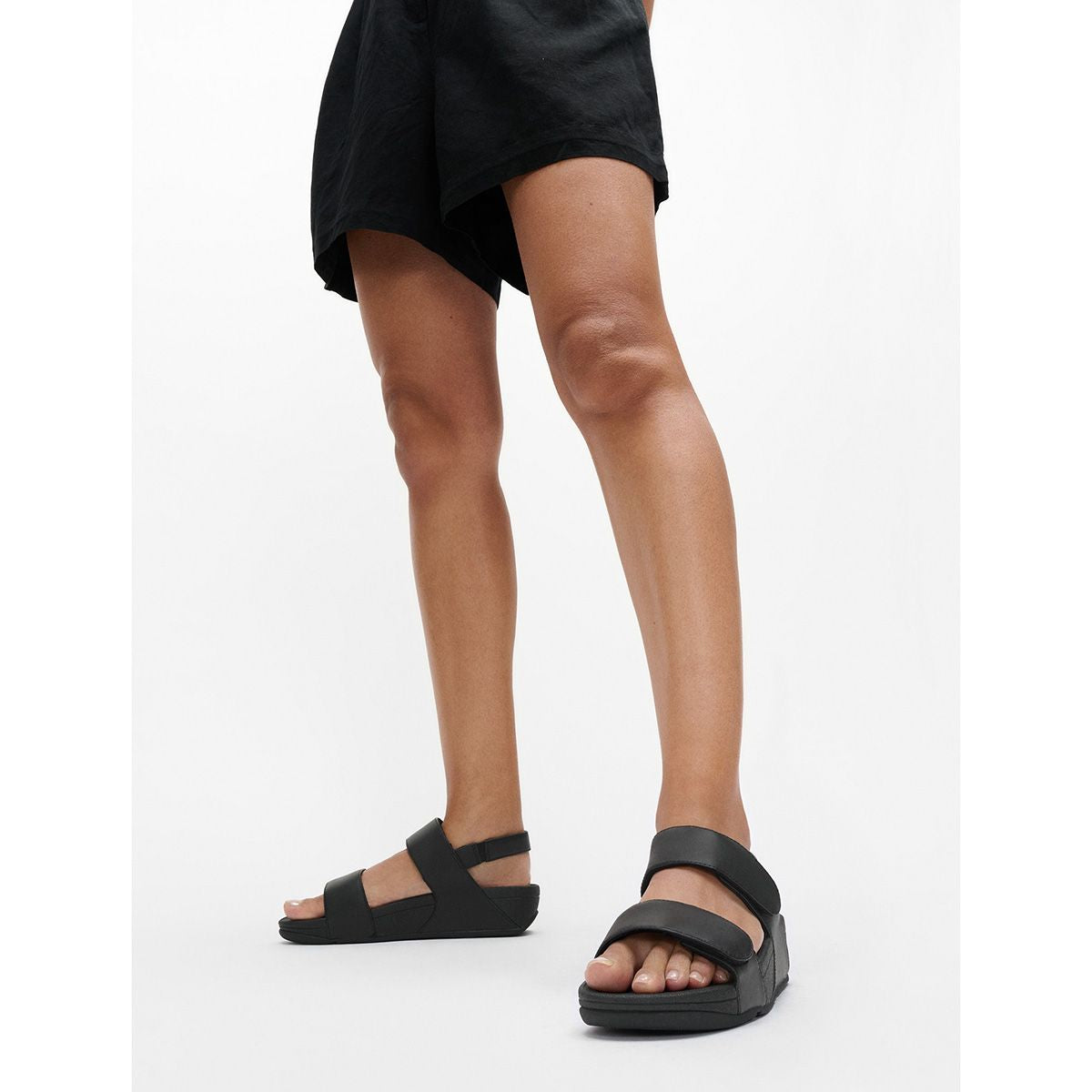 FitFlop Lulu Adjustable Leather Sandals – Black