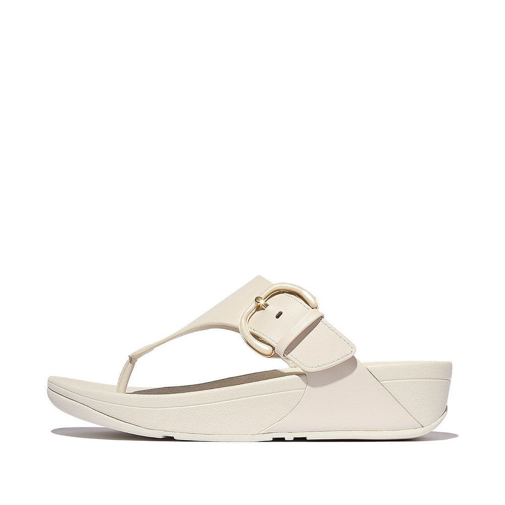 FitFlop Lulu Women's Covered Buckle Toe-Post Sandals – Beige