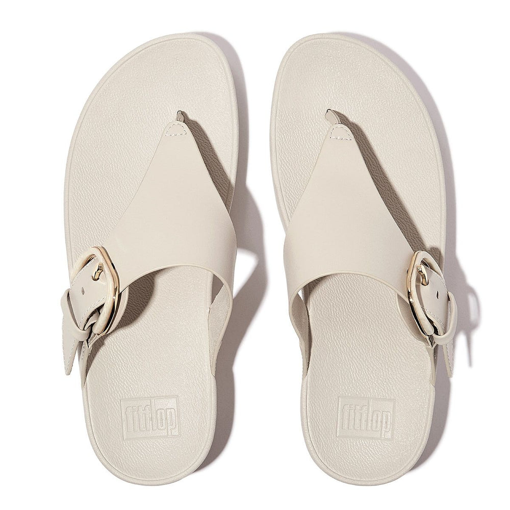 FitFlop Lulu Women's Covered Buckle Toe-Post Sandals – Beige
