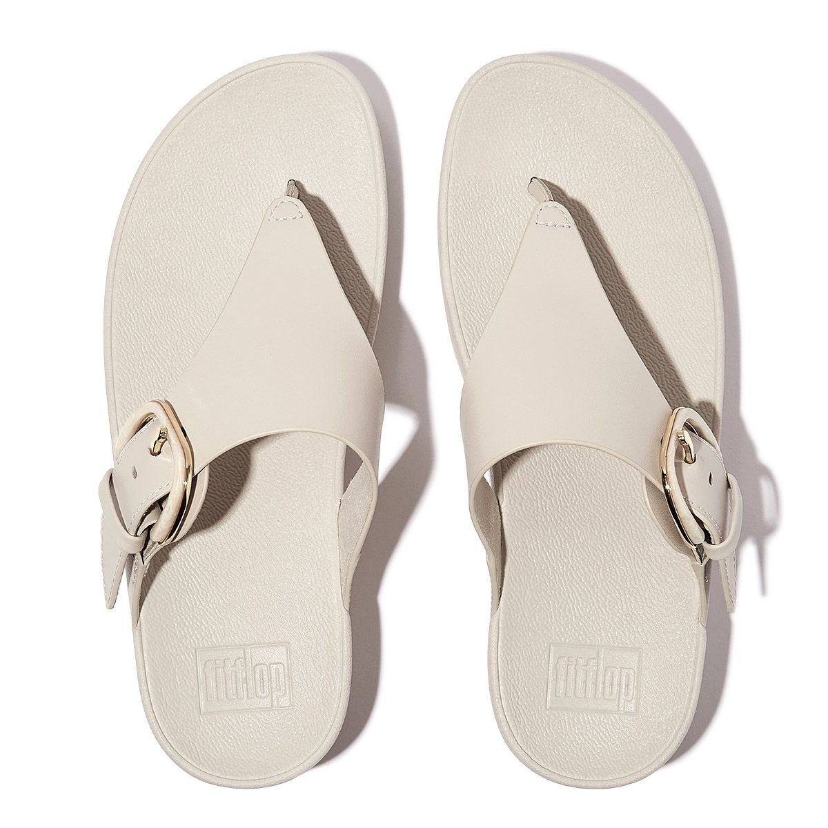 FitFlop Lulu Women's Covered Buckle Toe-Post Sandals – Beige