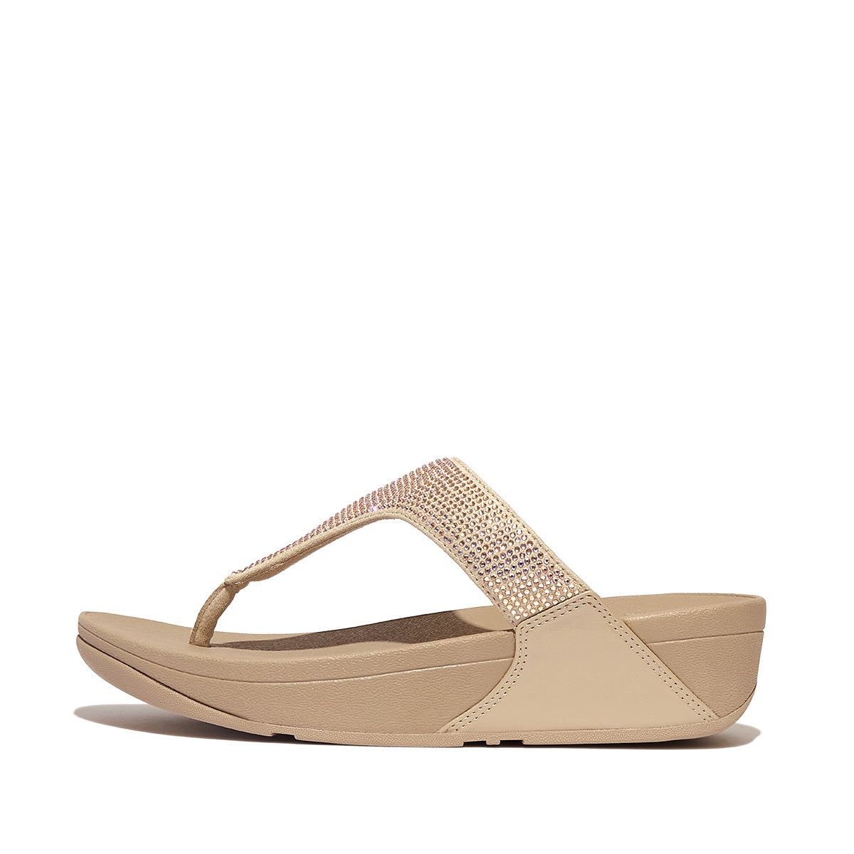 FitFlop Lulu Women's Glitter Toe-Post Sandals – Beige