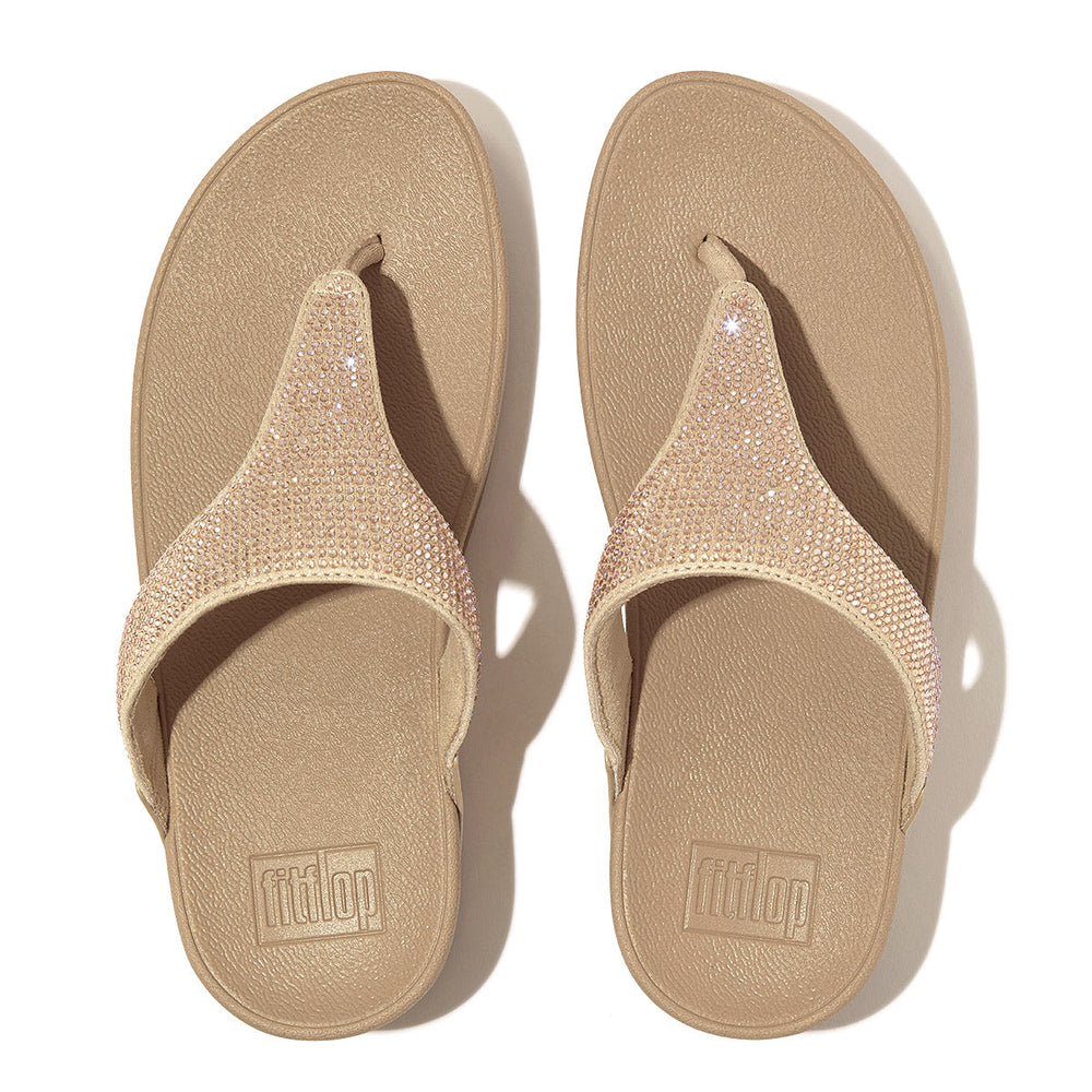 FitFlop Lulu Women's Glitter Toe-Post Sandals – Beige