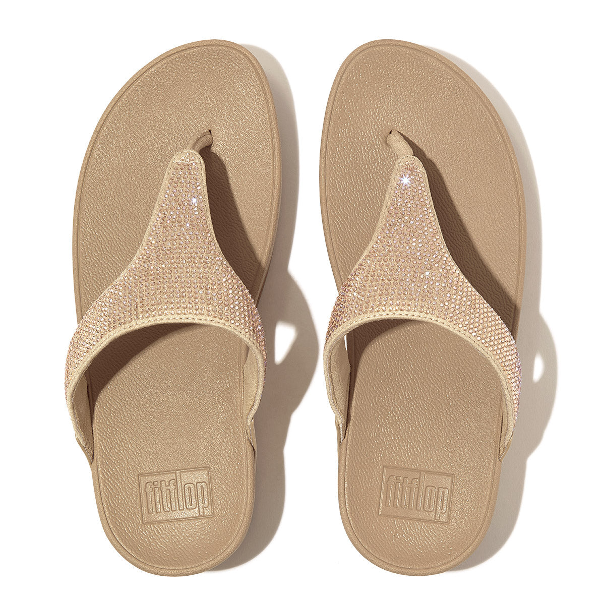 FitFlop Lulu Women's Glitter Toe-Post Sandals – Beige