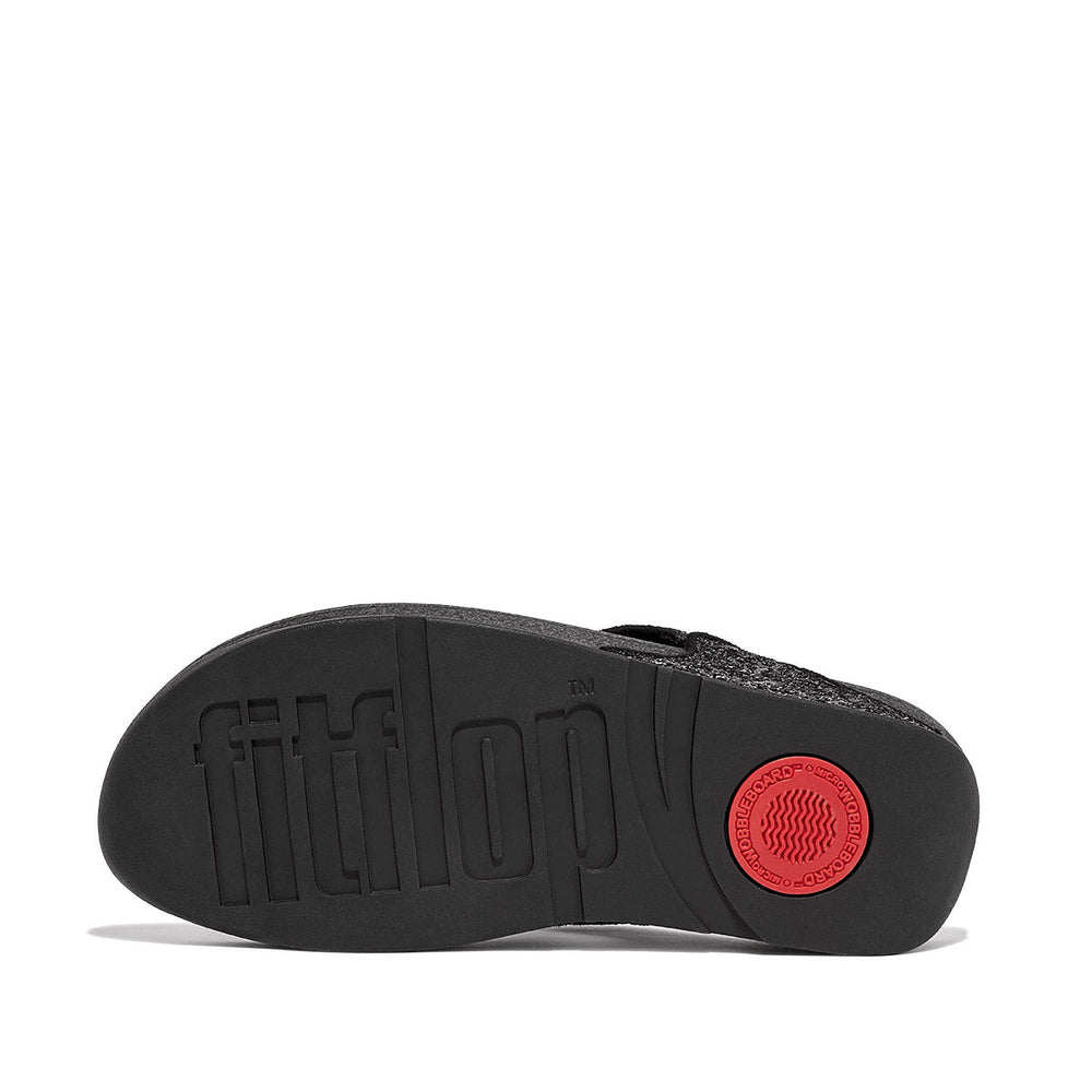FitFlop Lulu Women's Glitter Toe-Post Sandals – Black