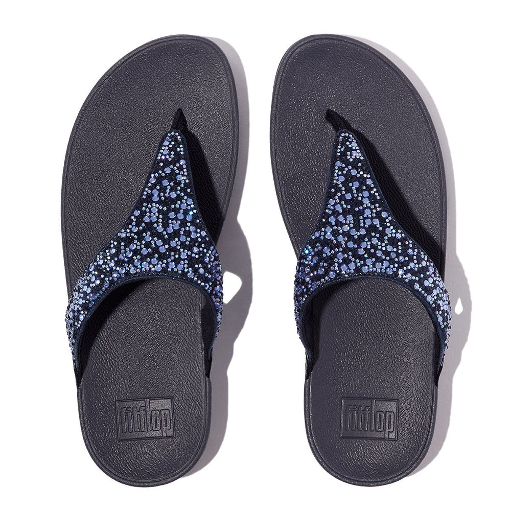 FitFlop Lulu Women's Glitter Toe-Post Sandals – Navy