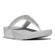 Fitflop Lulu Silver Glitter toe thong sandal adds shine to any event. 