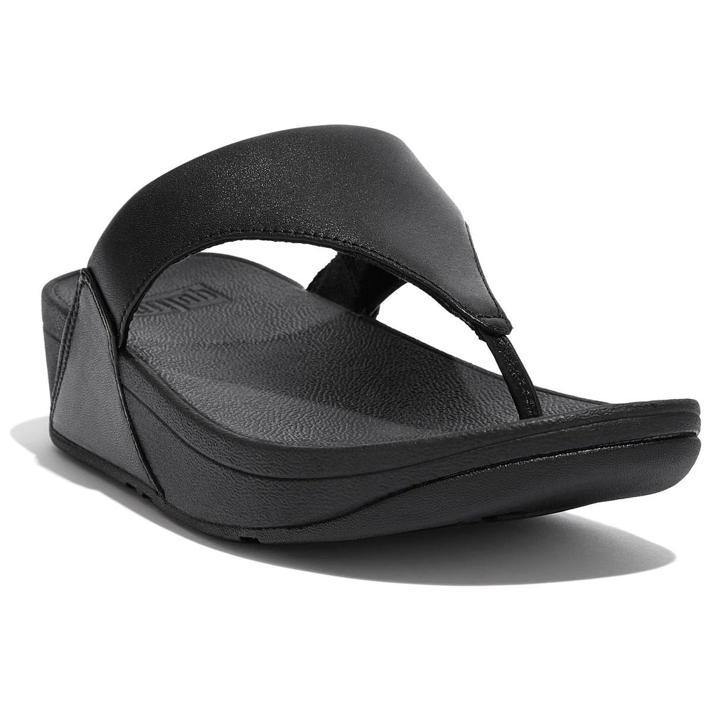 FitFlop Lulu Women's Leather Toe-Post Sandals – Black