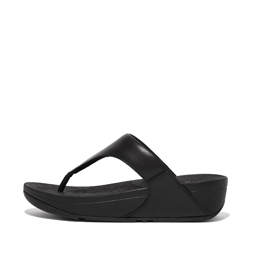 FitFlop Lulu Women's Leather Toe-Post Sandals – Black
