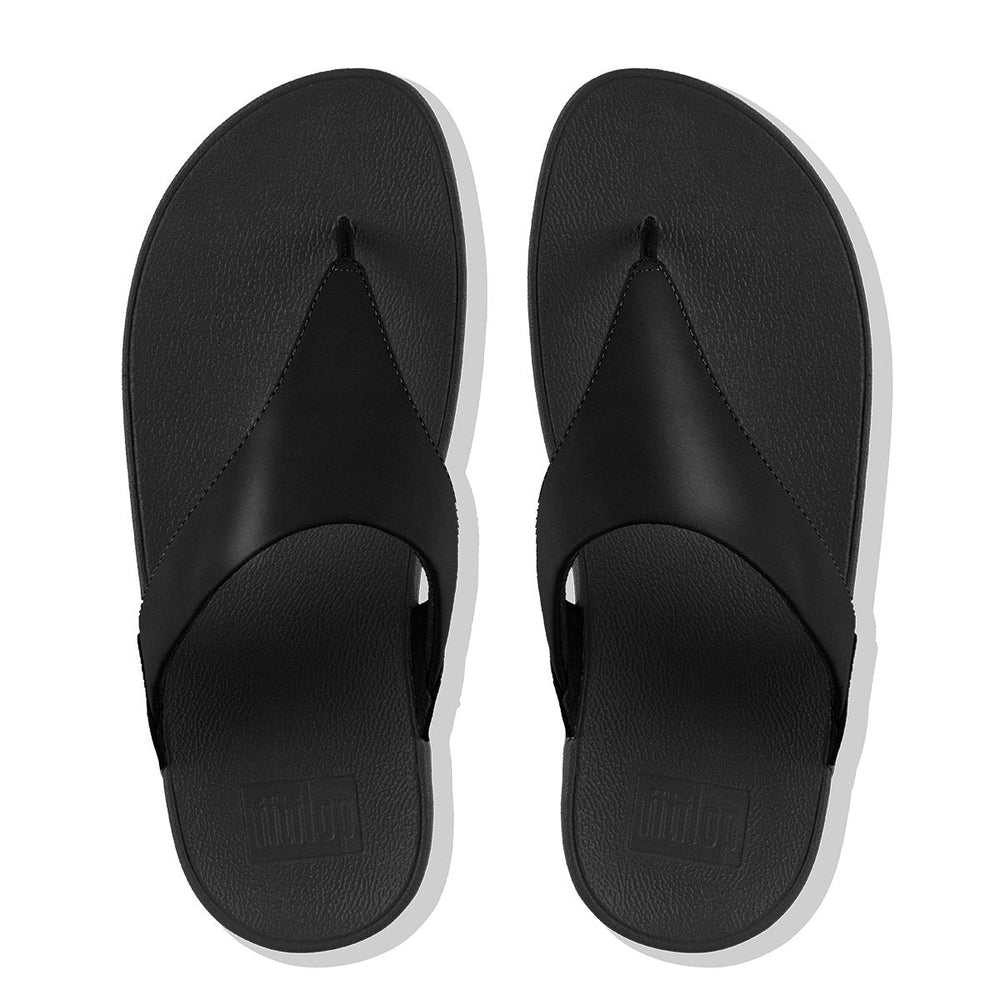FitFlop Lulu Women's Leather Toe-Post Sandals – Black