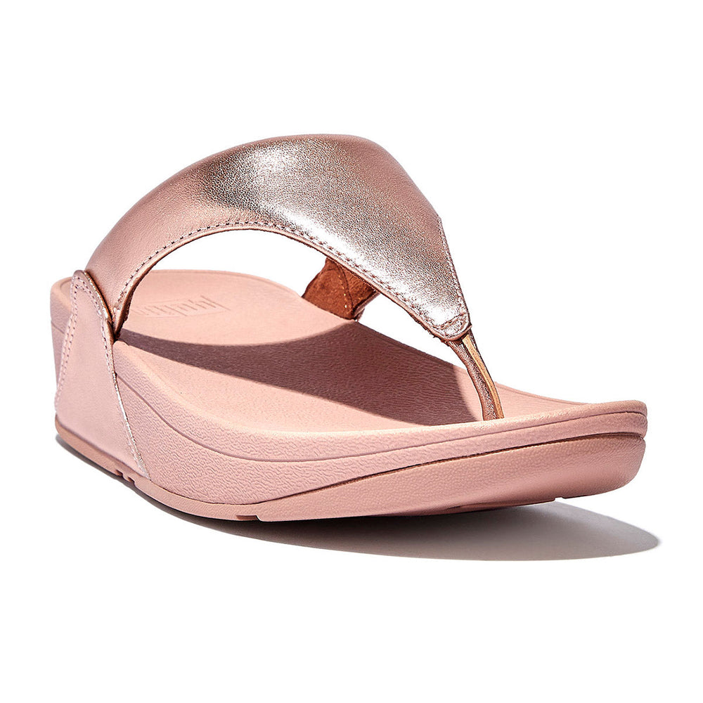 FitFlop Lulu Women's Leather Toe-Post Sandals – Rose Gold