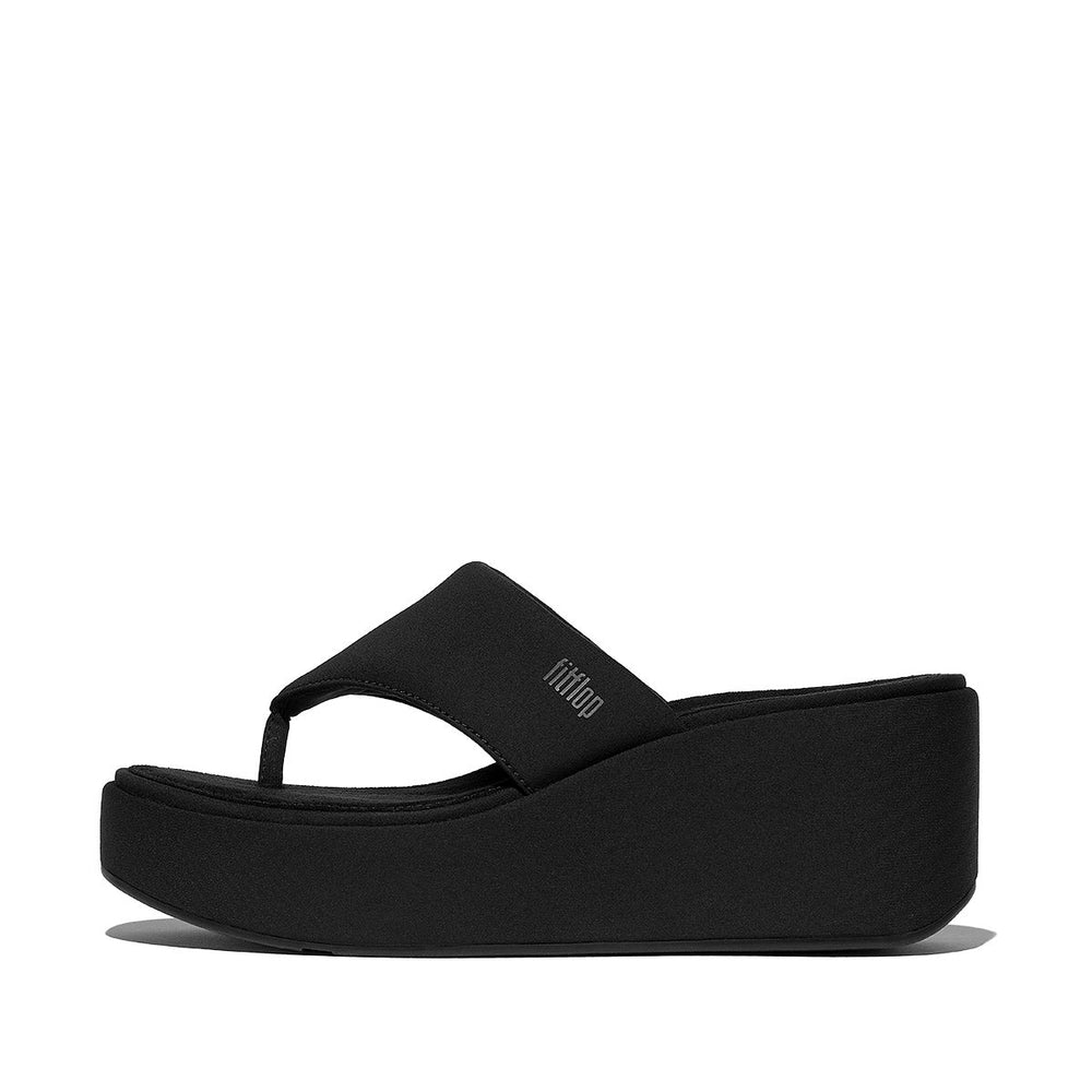 FitFlop Platforms Women's Wedge Toe-Post Sandals – Black