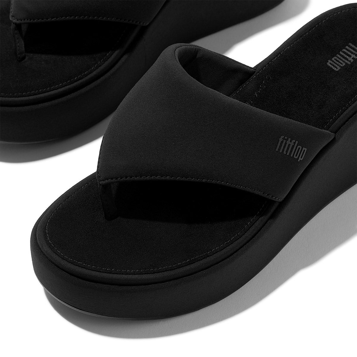 FitFlop Platforms Women's Wedge Toe-Post Sandals – Black