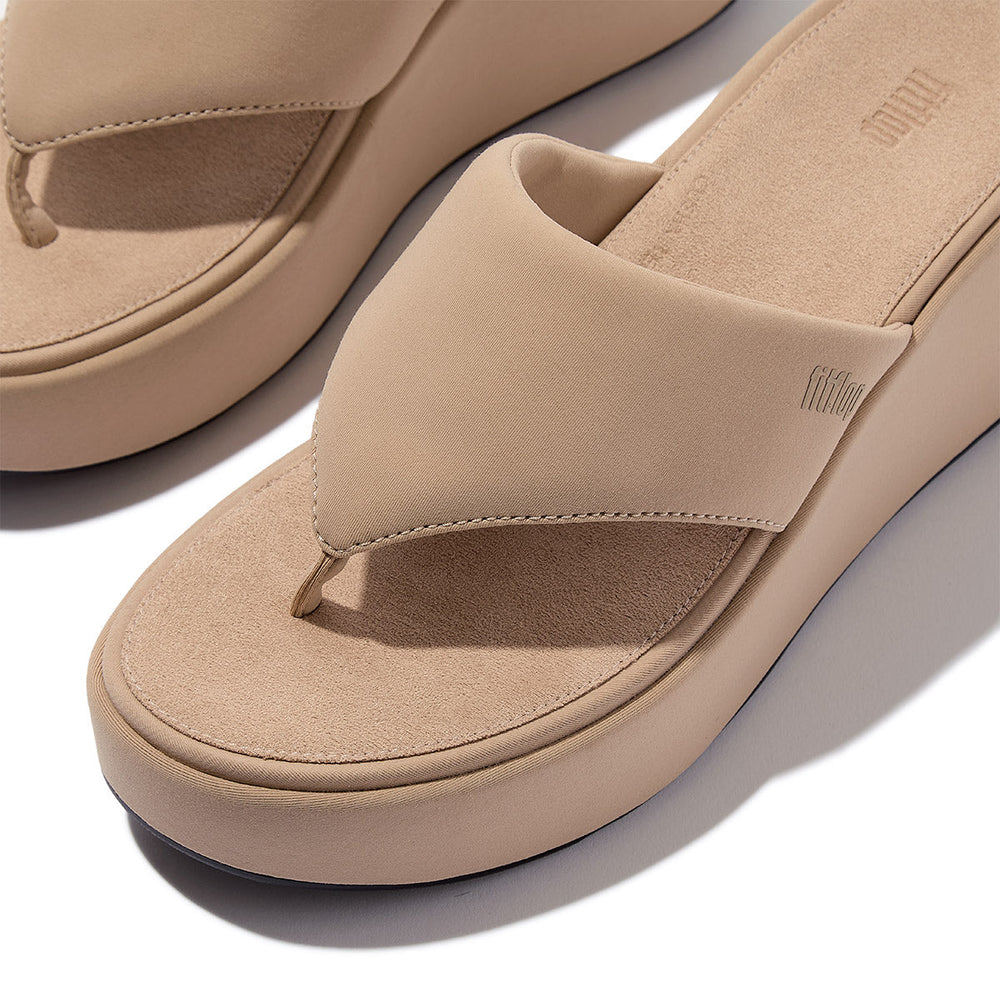FitFlop Platforms Women's Wedge Toe-Post Sandals – Beige