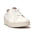 Fitflop Rally lace sneaker in white with metallic accents. Comfort in every step. 