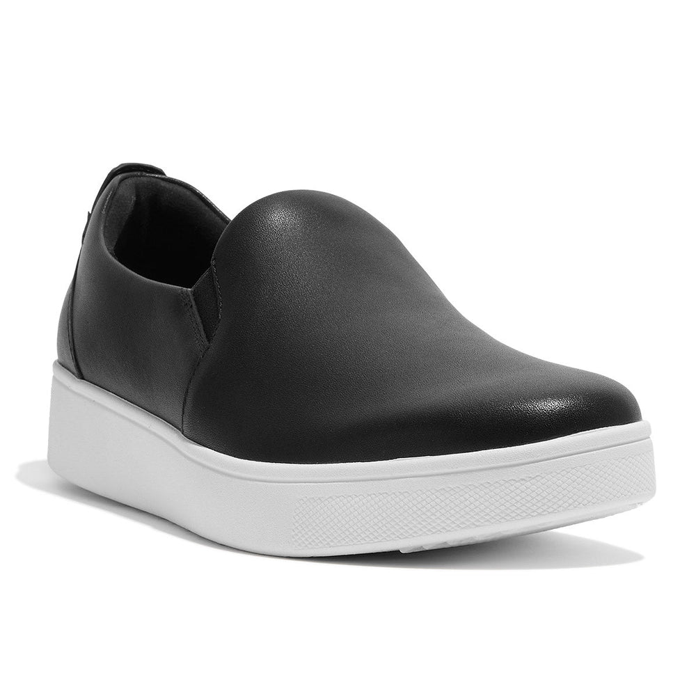 FitFlop Rally Women's Leather Slip-On Skate Sneaker – Black