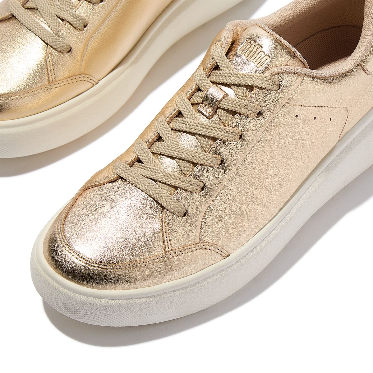 FitFlop RTG Women's Metallic Leather Sneakers – Platino