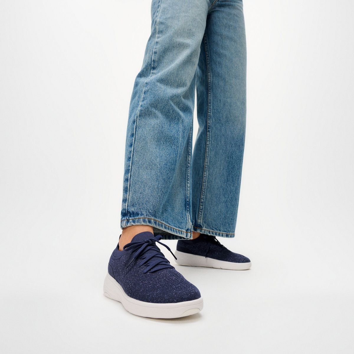FitFlop Super-Q Knit Slip-On Laced Sneakers – Navy