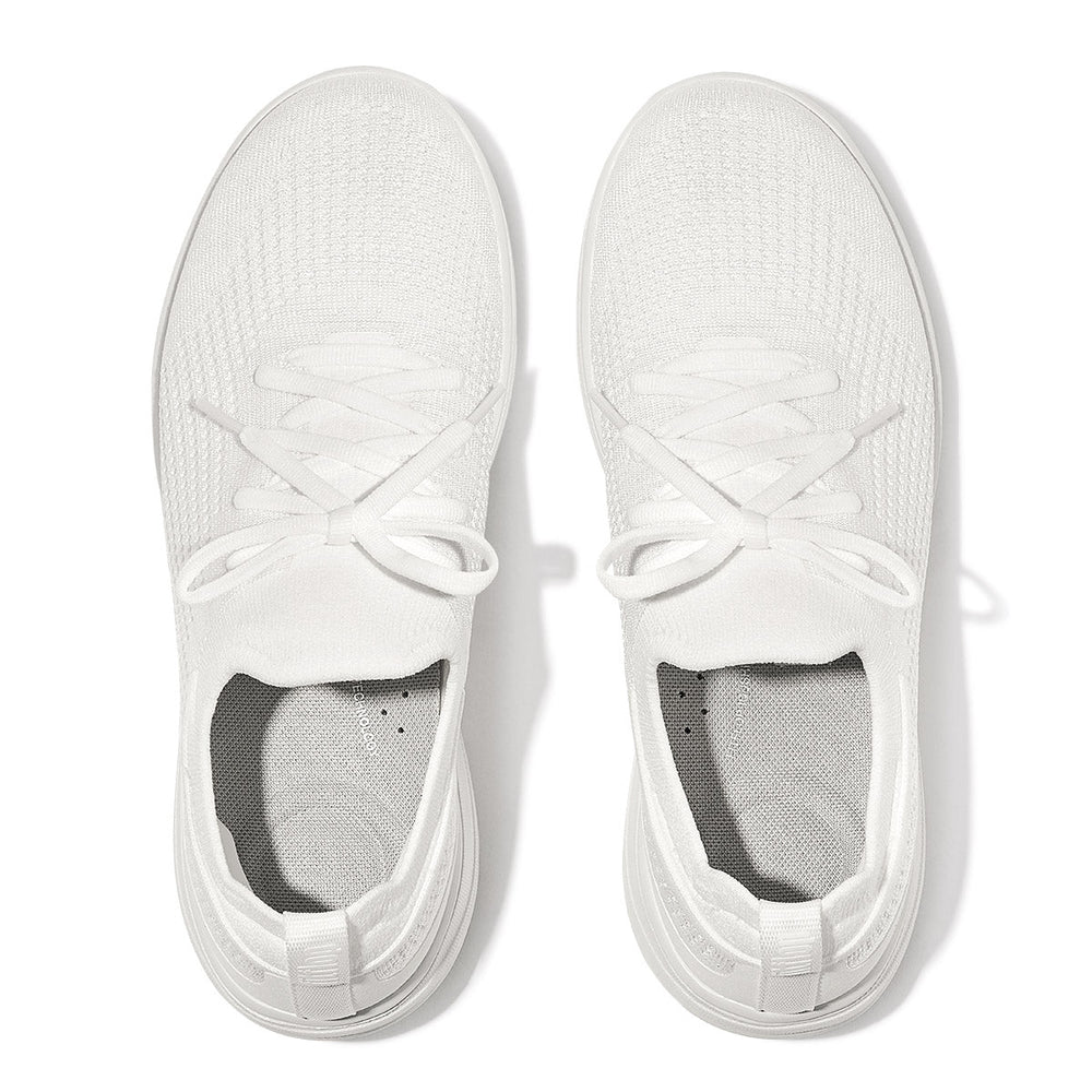 FitFlop Super-Q Knit Slip-On Laced Sneakers – White