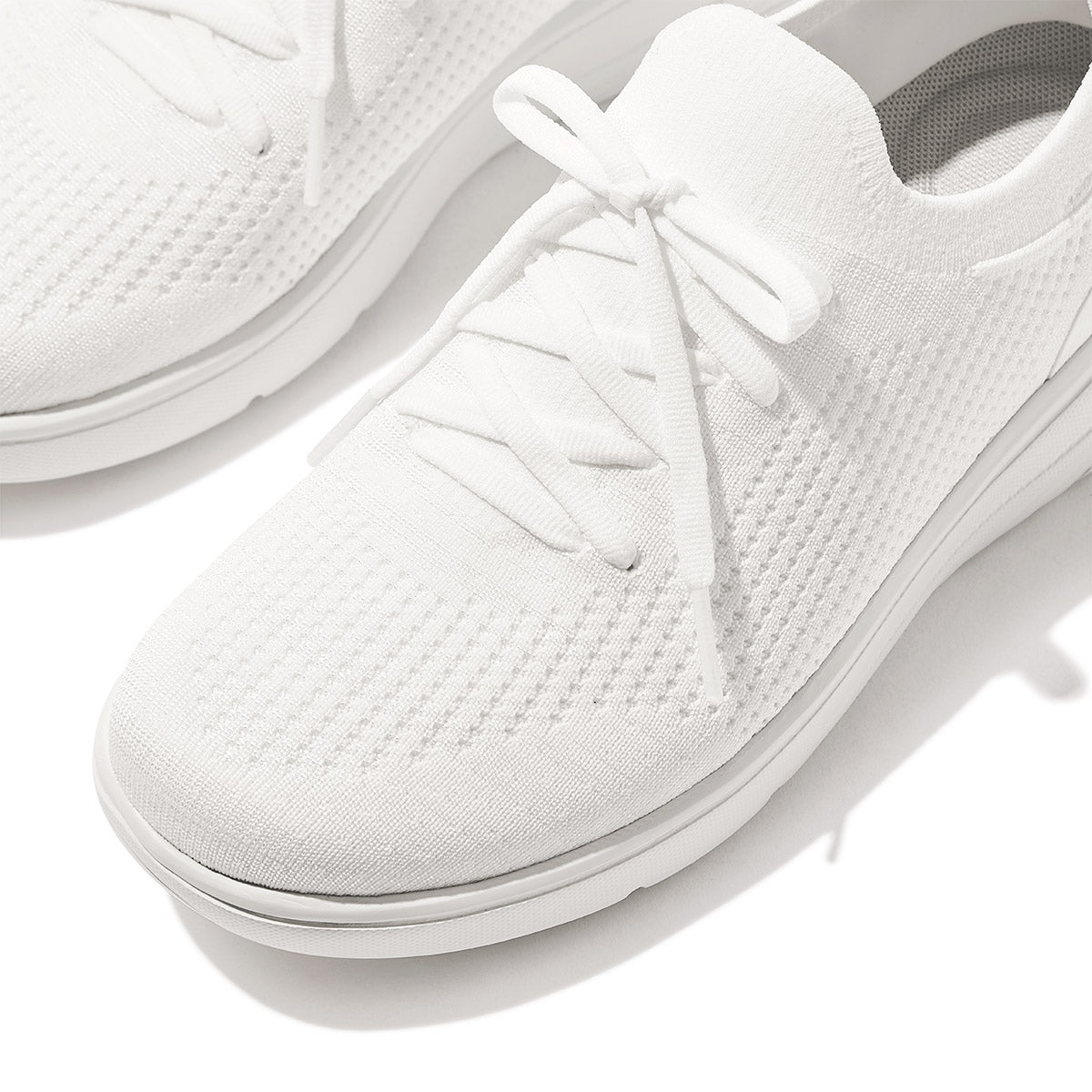 FitFlop Super-Q Knit Slip-On Laced Sneakers – White