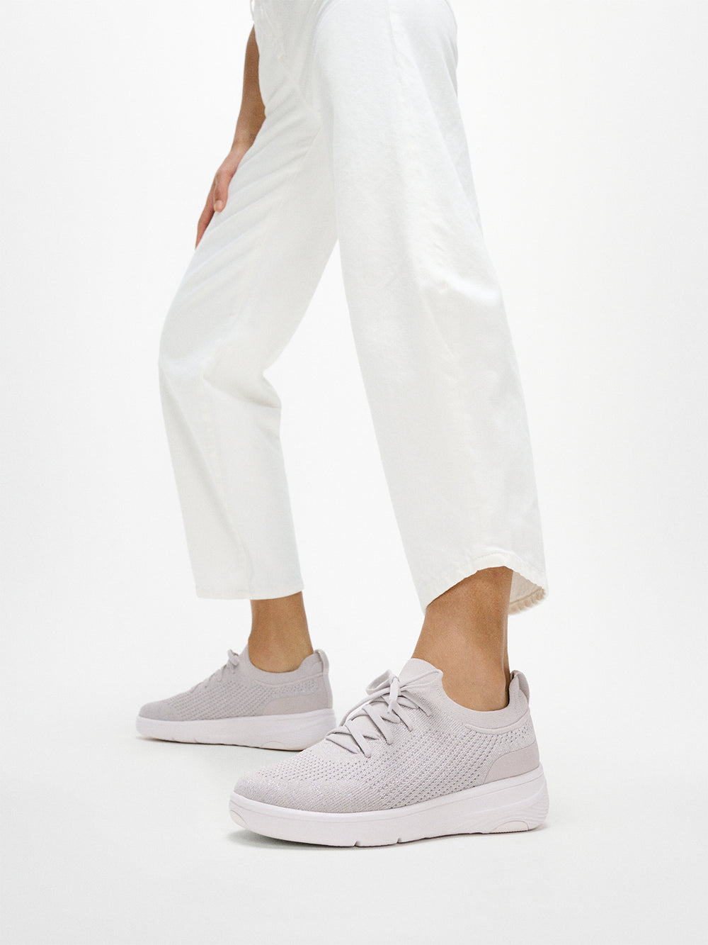 FitFlop Super-Q Knit Slip-On Laced Sneakers – Grey