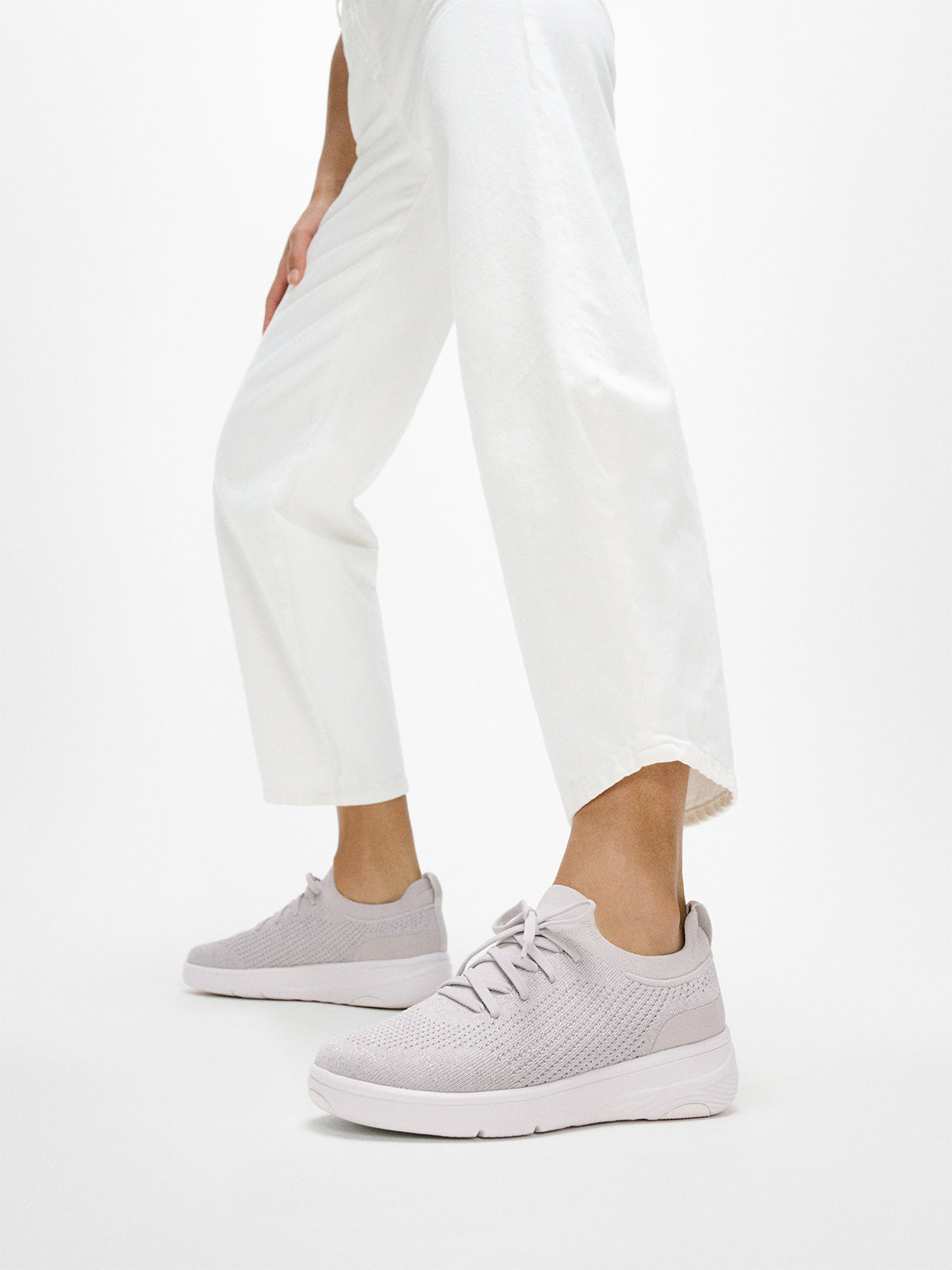 FitFlop Super-Q Knit Slip-On Laced Sneakers – Grey
