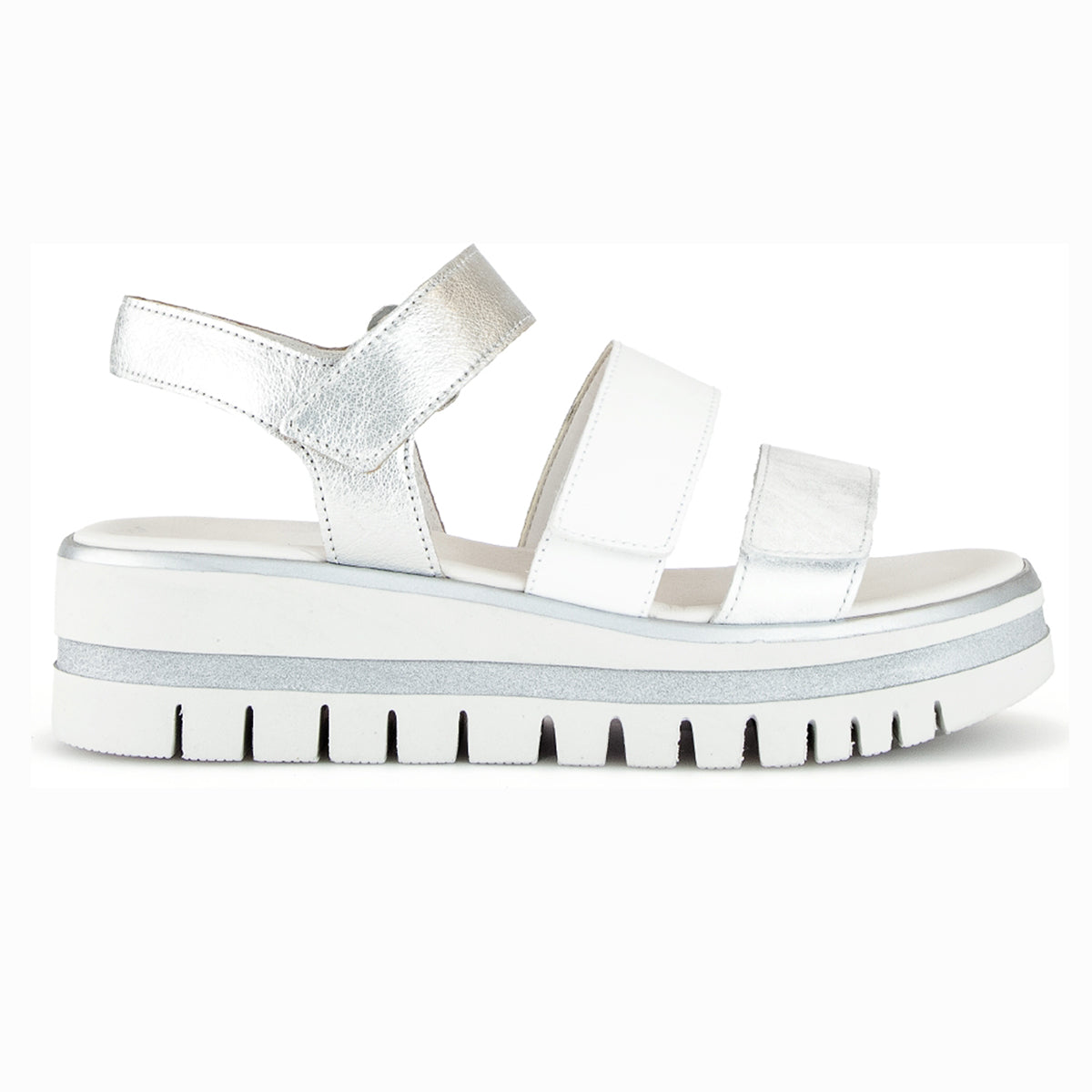 Gabor 620.69 Premium Leather Wedge – White/Silver