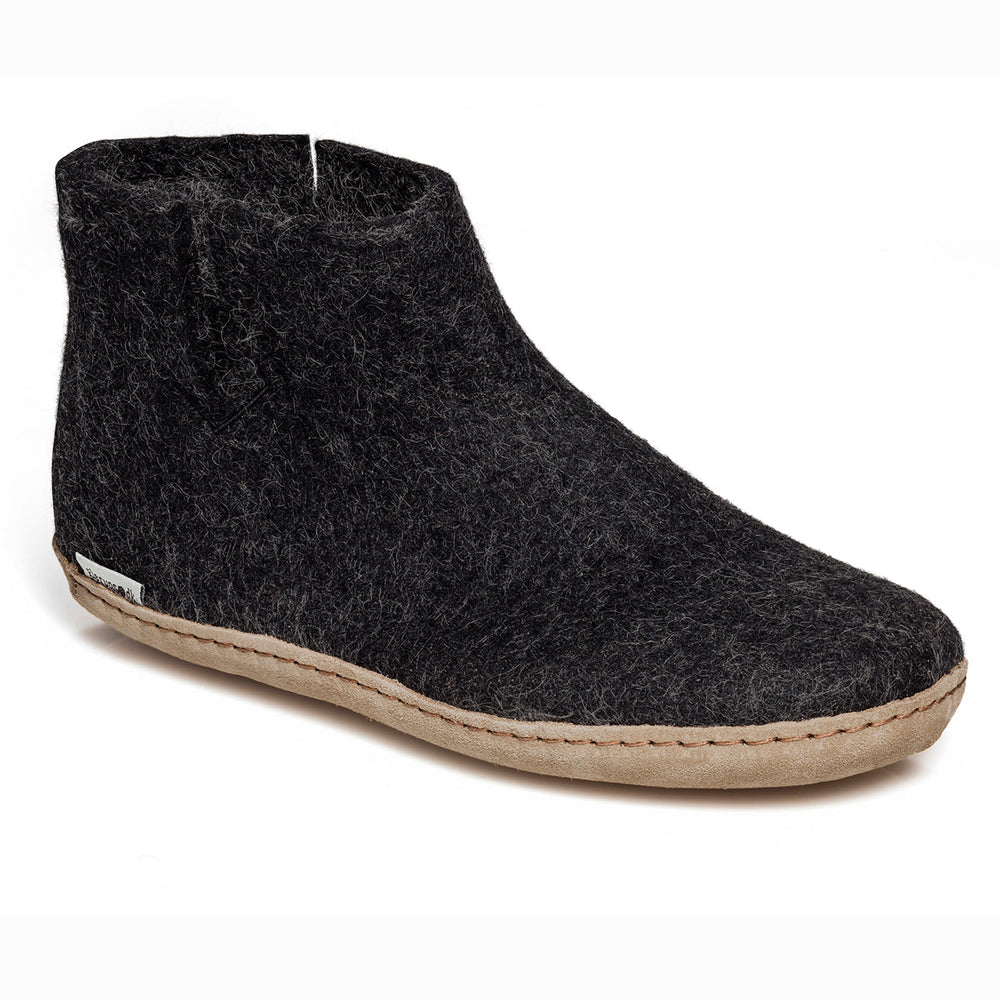 Glerups Slipper Boot Leather Sole in Black