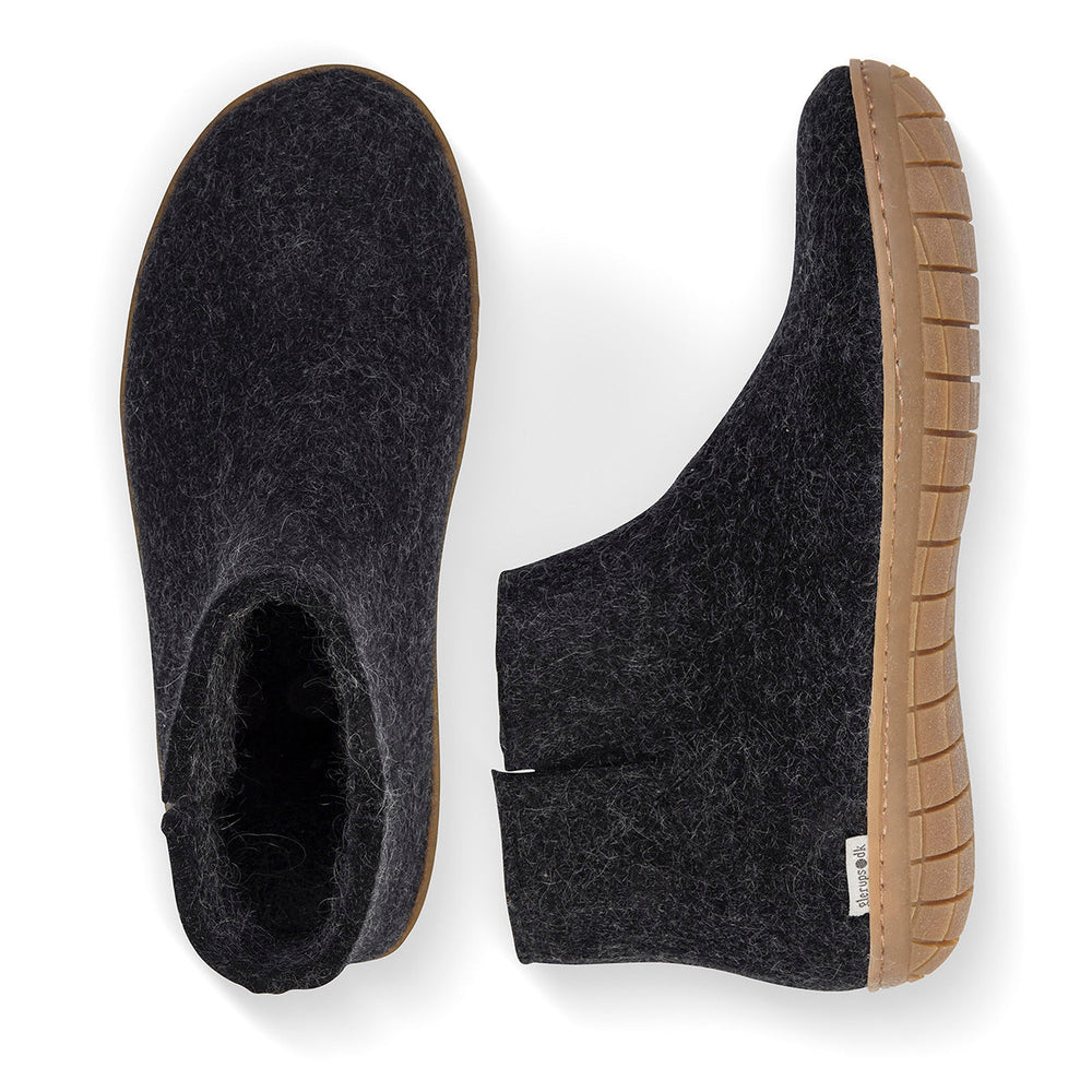 Glerups Slipper Boot Rubber Sole in Black