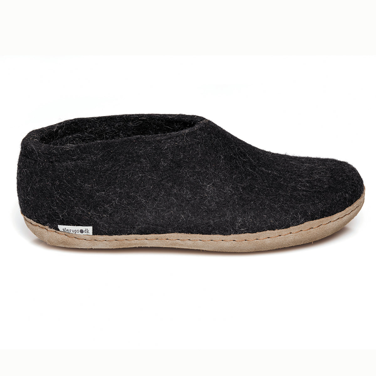 Glerups Slipper Shoe Leather Sole in Black
