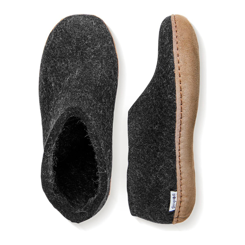 Glerups Slipper Shoe Leather Sole in Black