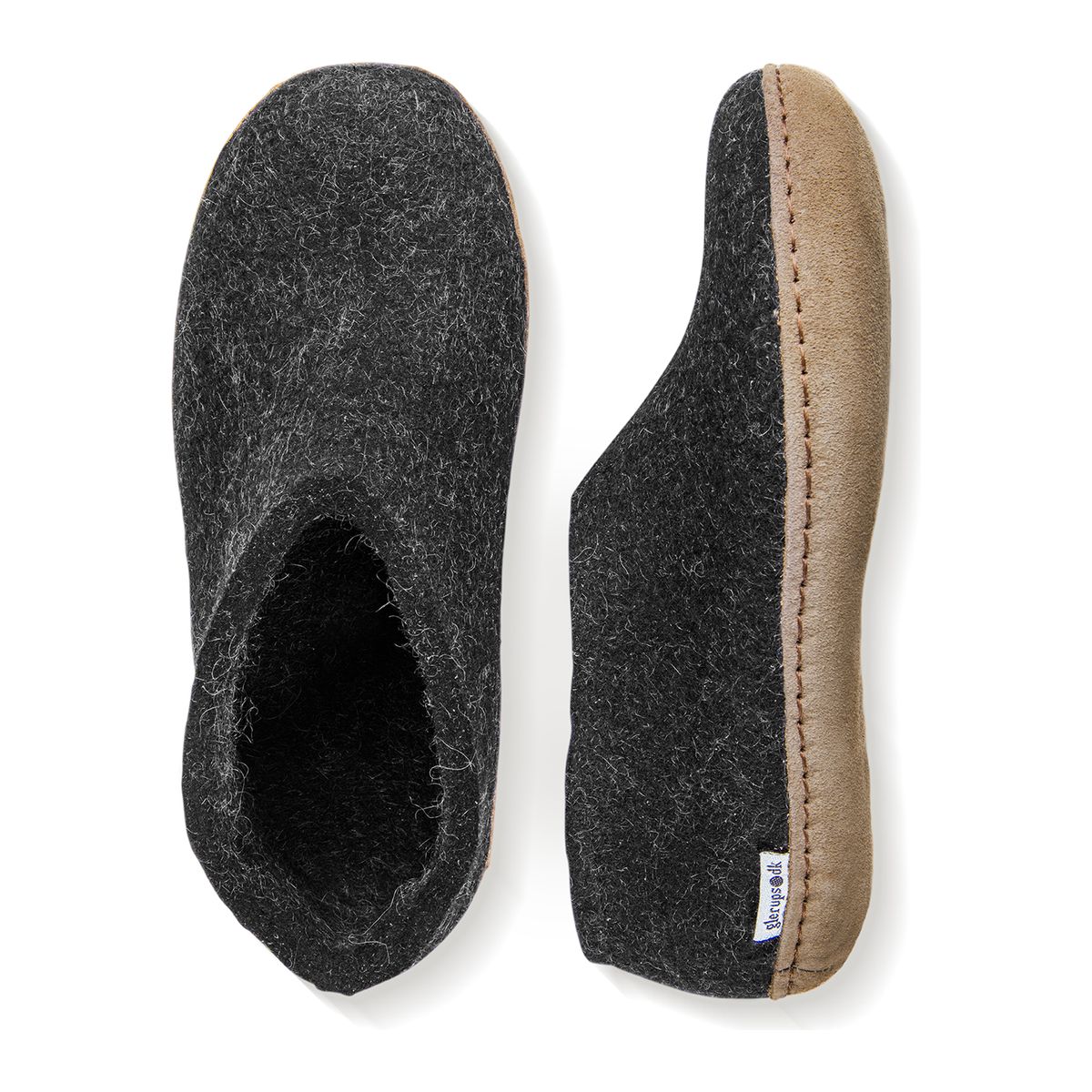 Glerups Slipper Shoe Leather Sole in Black