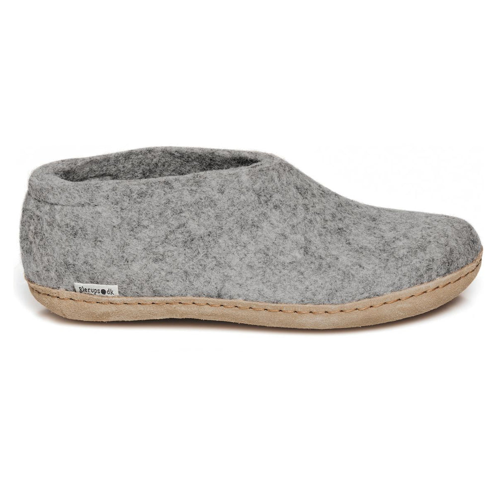 Glerups Slipper Shoe Leather Sole in Grey