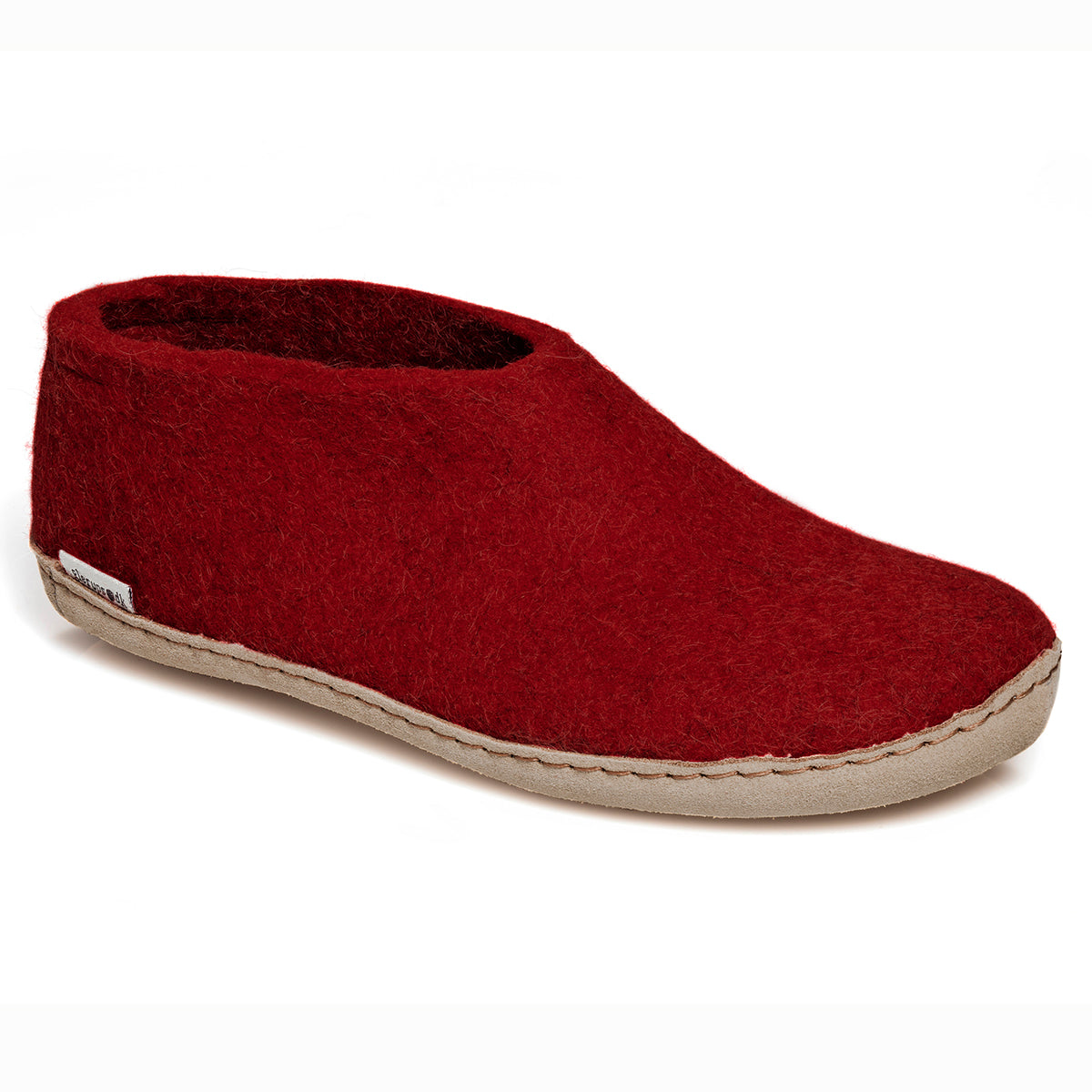 Glerups Slipper Shoe Leather Sole in Red