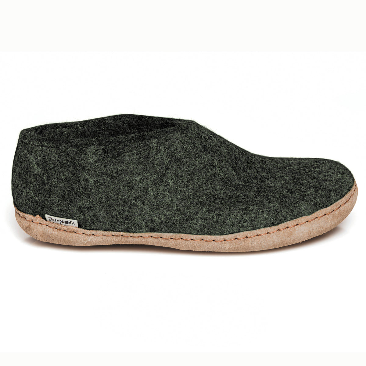 Glerups Slipper Shoe Leather Sole in Forest Green